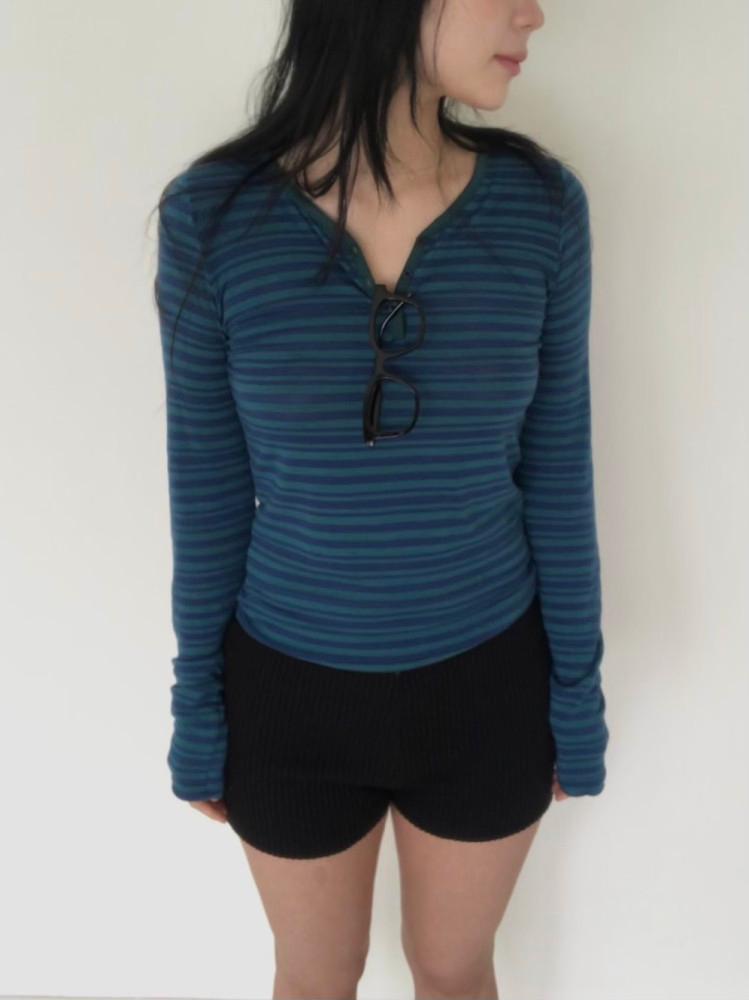 벨라 스트라이프 티셔츠 [코발트블루]