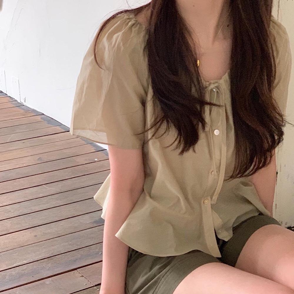 objet 오브제 로에 스트링 리본 셔링 블라우스 데이트룩 하객룩 (2col)