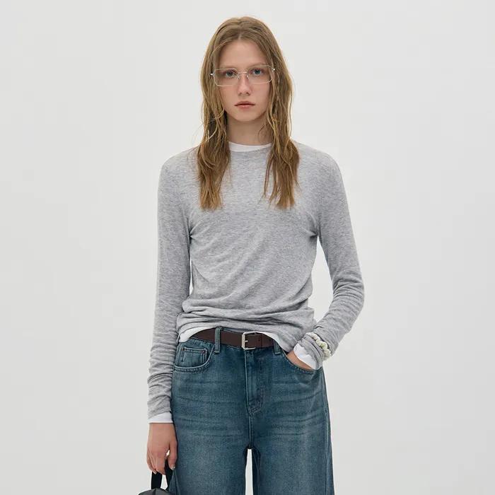 Lc WOOL JERSEY T-SHIRT_MELANGE GREY_LC253TS04MG