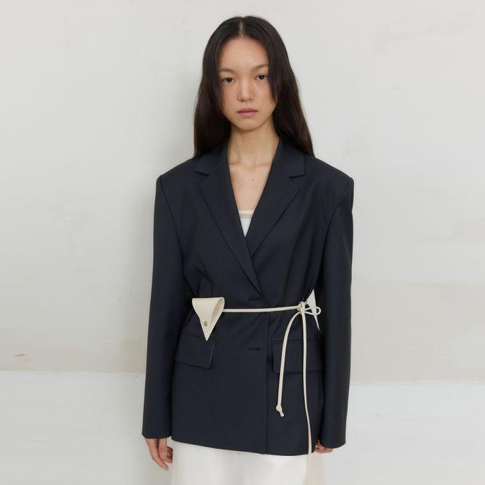 Casual Single Two Button Jacket (Dark grey)