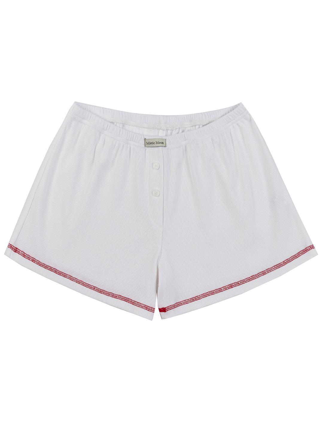 over stitch shorts(white)