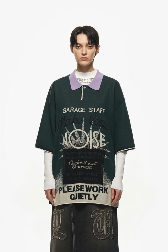 Graphic jacquard half sleeve knit_Green