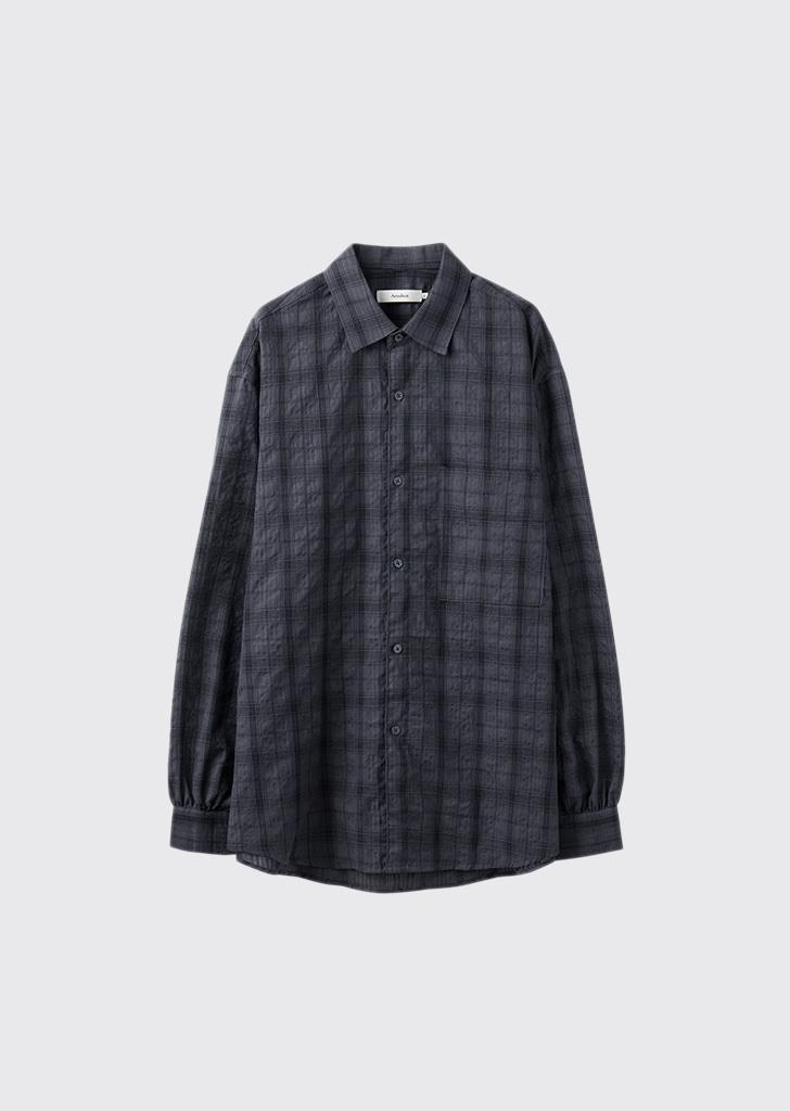 Basic loosed tartan check shirts Charcoal