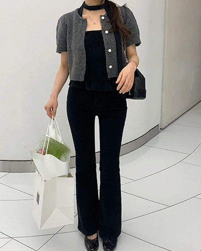 [mellmoden]리브 벨벳 부츠컷 데님(1color)