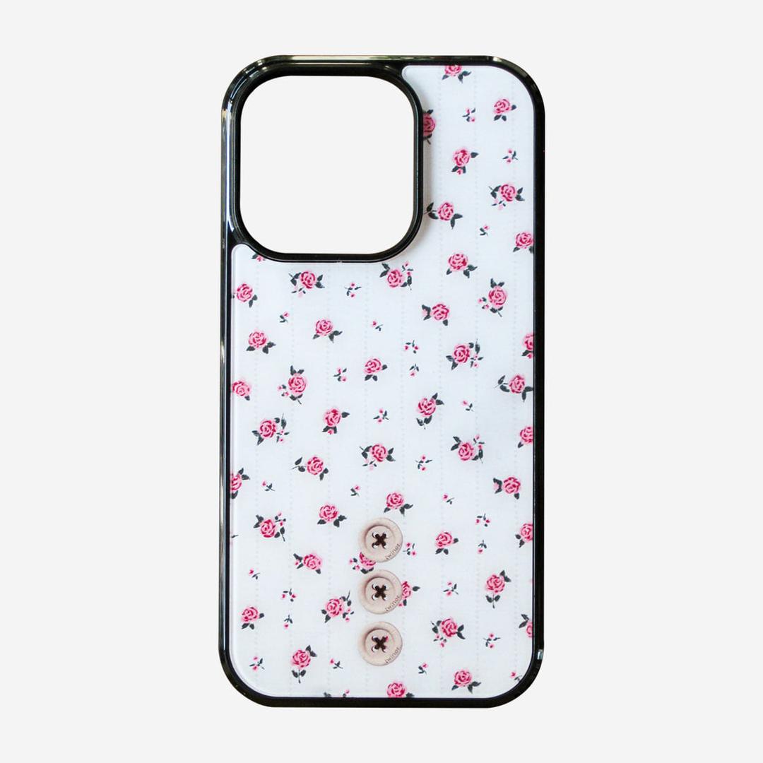 [PRE-ORDER] Pink rose button phone case (글라스 / 맥세이프 글라스 케이스)