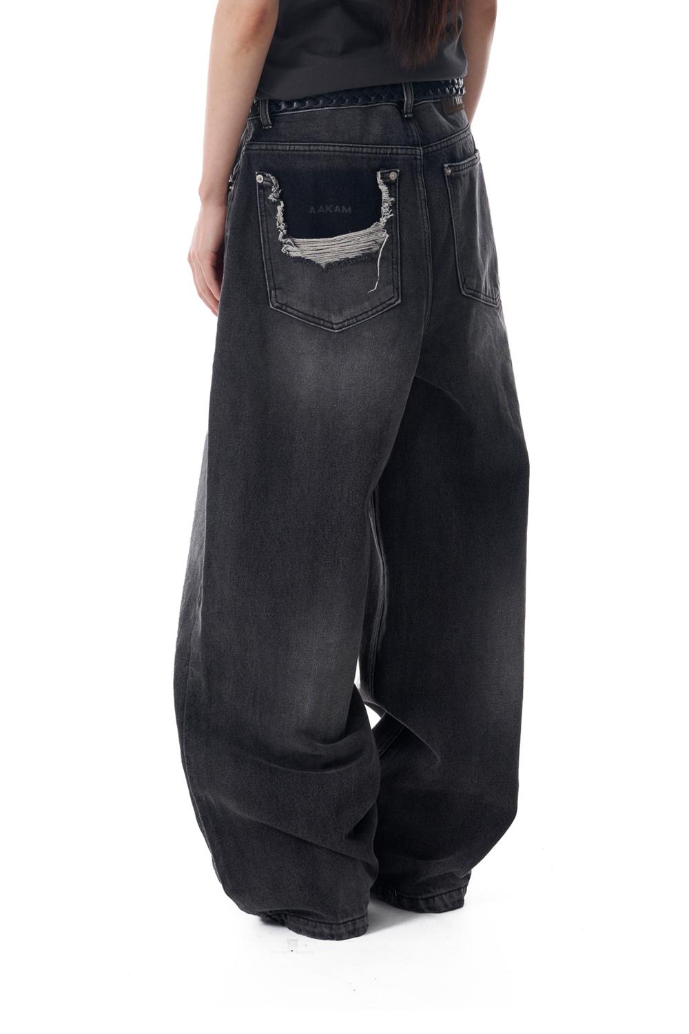 [6.9 예약배송] Distressed Pocket Denim Pants (Black)