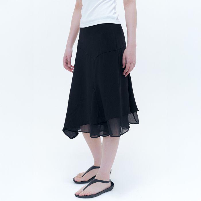 Organza layered midi skirt BLACK