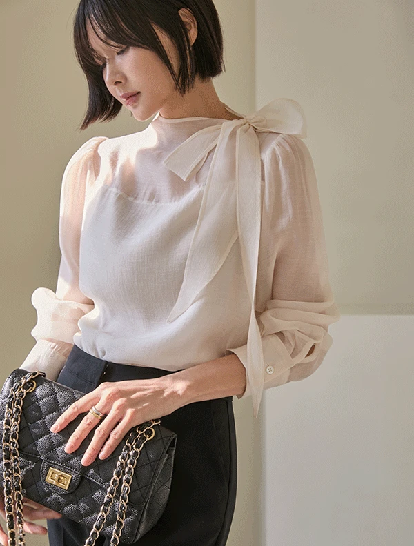 M. 로더 시스루 타이 블라우스 (3col)<span style=font-size:0pt