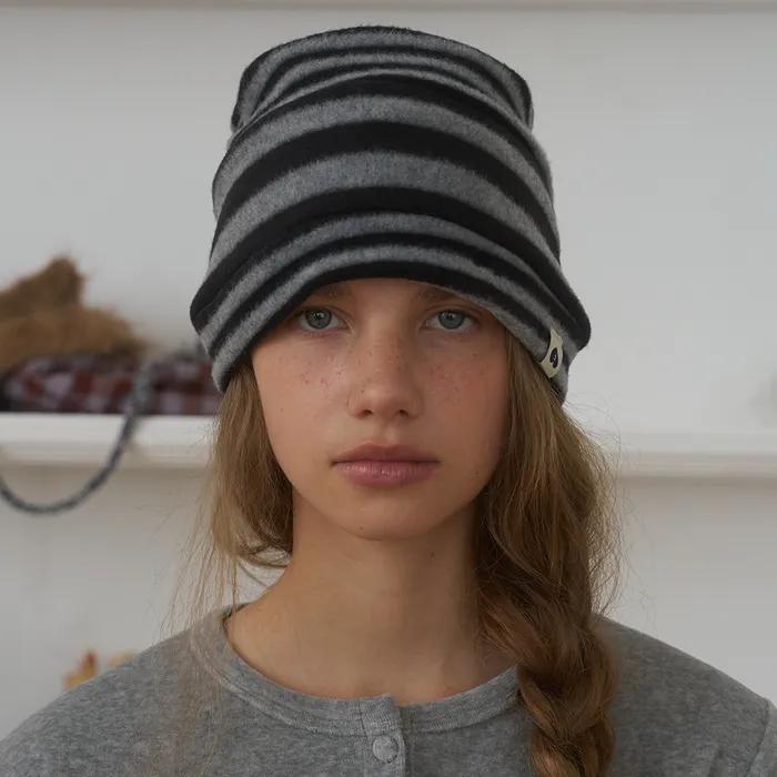 Soft Stripe Beanie, Black