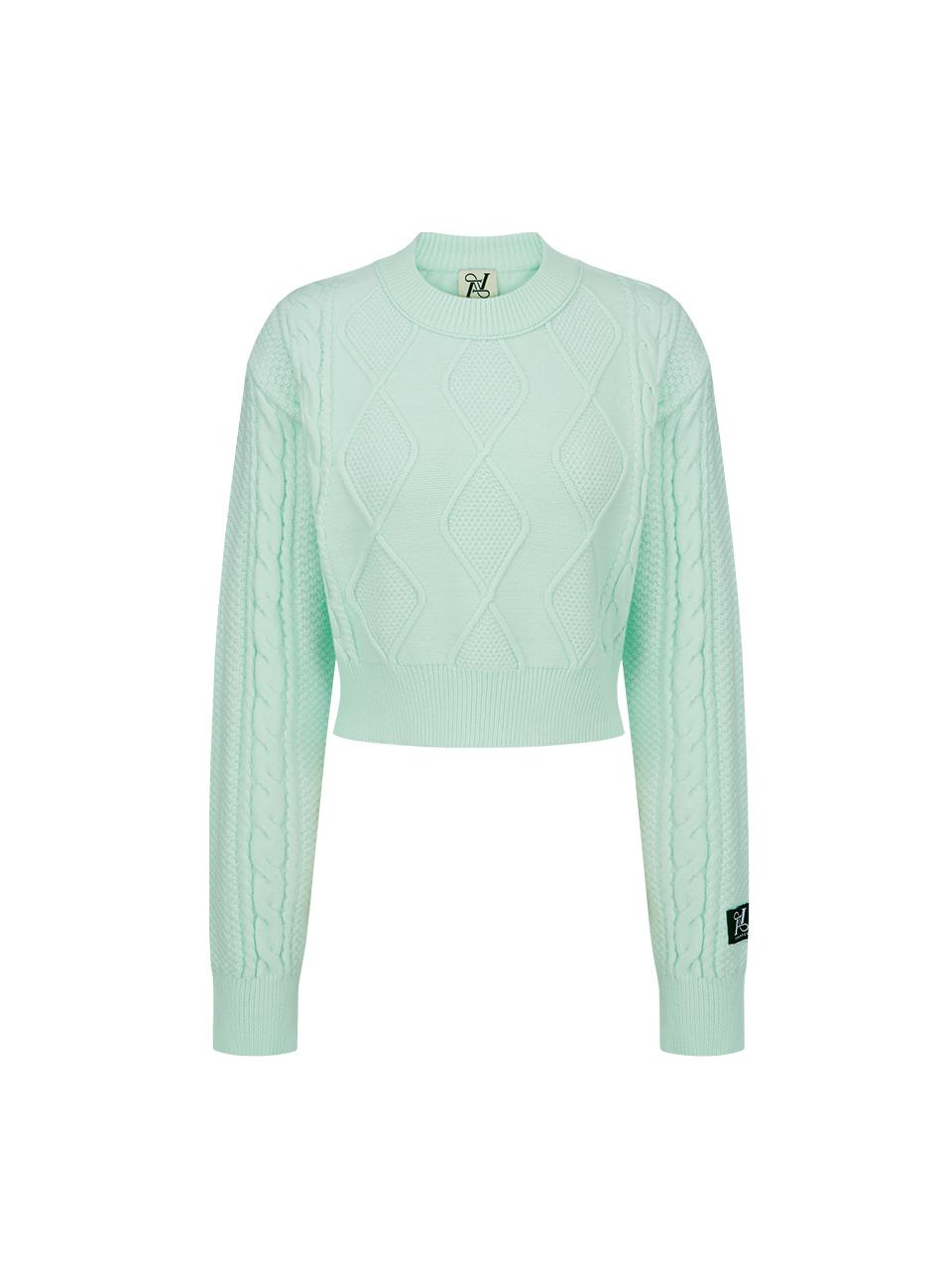 [일시품절] CABLE CROP LABEL KNIT_MINT