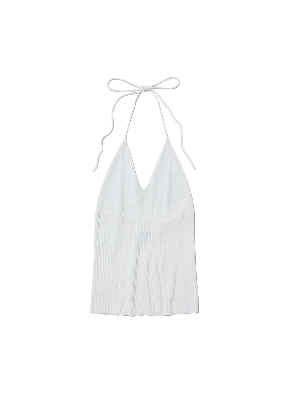 [WOMEN] MULTIWAY TIE-NECK STRAP KNIT SLEEVELESS TOP_WHITE
