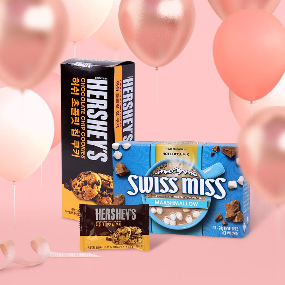 "추천 선물" 스위스미스 머쉬멜로 핫초코 280g 1개+허쉬 초콜릿칩 쿠키 72g 1개