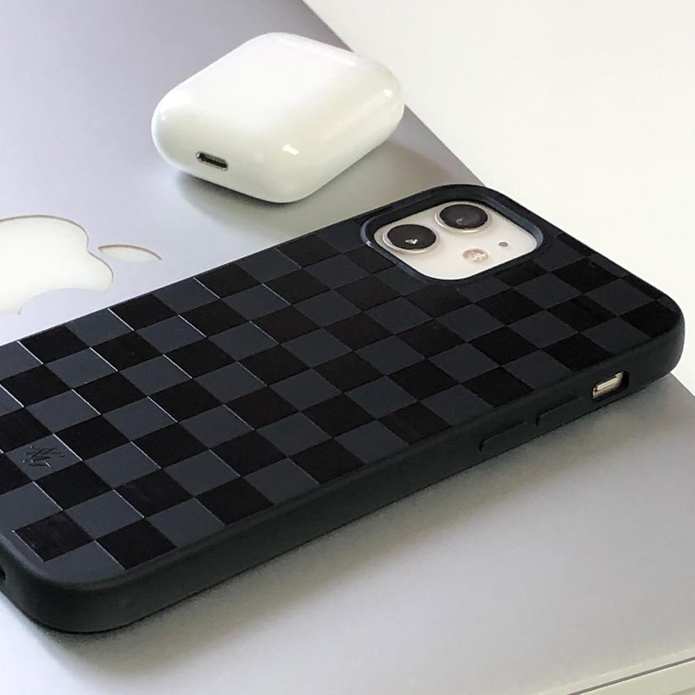 [블랙/젤리] 체커보드 폰케이스 (갤럭시 제작 가능)