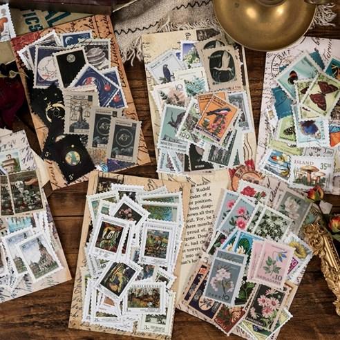 레트로 빈티지 우표 다꾸 스티커 다이어리꾸미기 - 팬시스티커 | 쿠팡