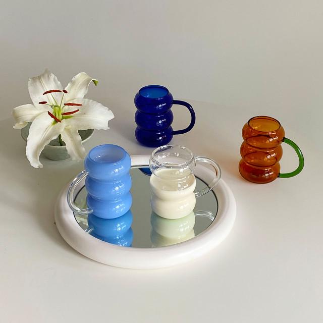 쏠띵즈 웨이브 컬러풀 귀여운 글라스 유리컵