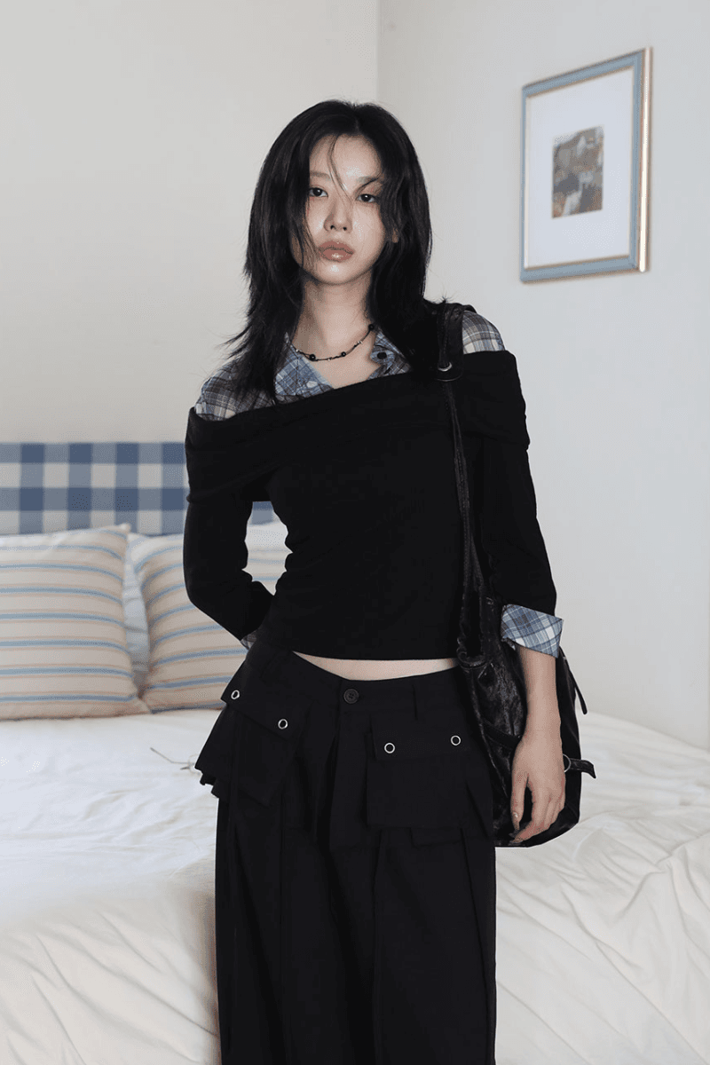 컬러인아이디 [MD PICK] 쿠크 체크 블라우스 탑