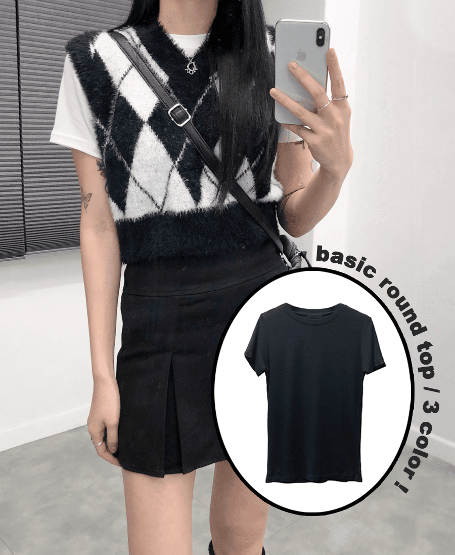 베이직 라운드 반팔티 (3 color)