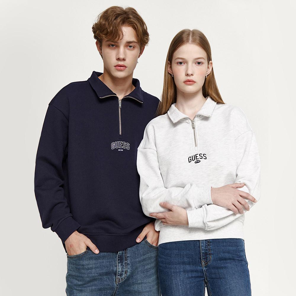 남여공용 자수로고 하프집업 맨투맨 MN3K9444/게스(진)