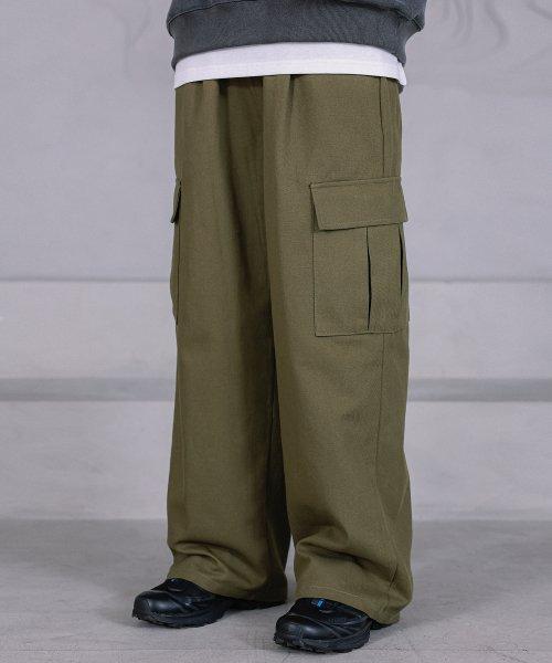 Big Pocket Wide Banding Cargo Pants Khaki