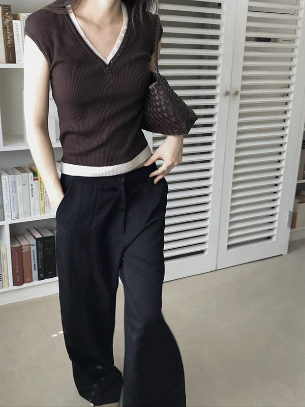 Color Layered Knit Top