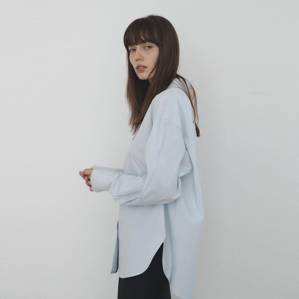 코튼 텐셀 세미오버 셔츠_라이트블루