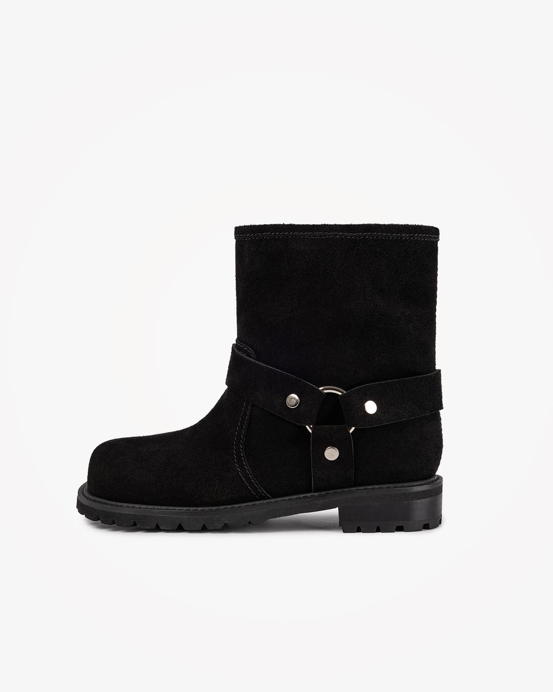 SPLIT SUEDE BIKER BOOTS (BLACK)