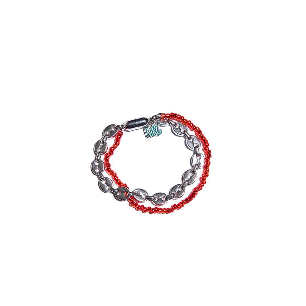 EiGHT CHAiN & RED BEADS BRACELET #70
