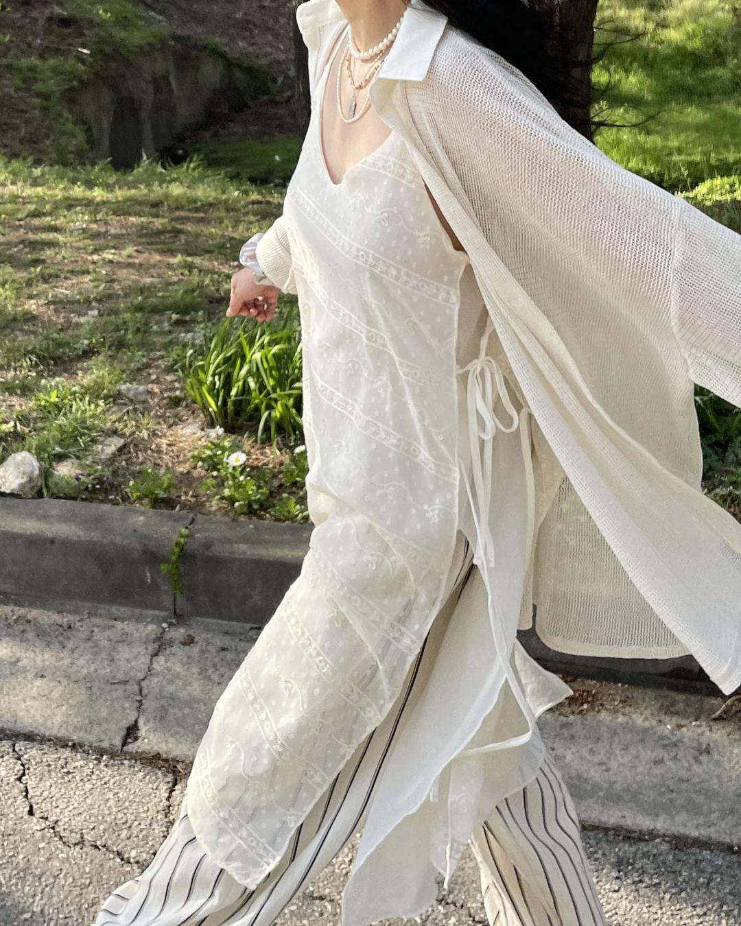 layered side slit dress