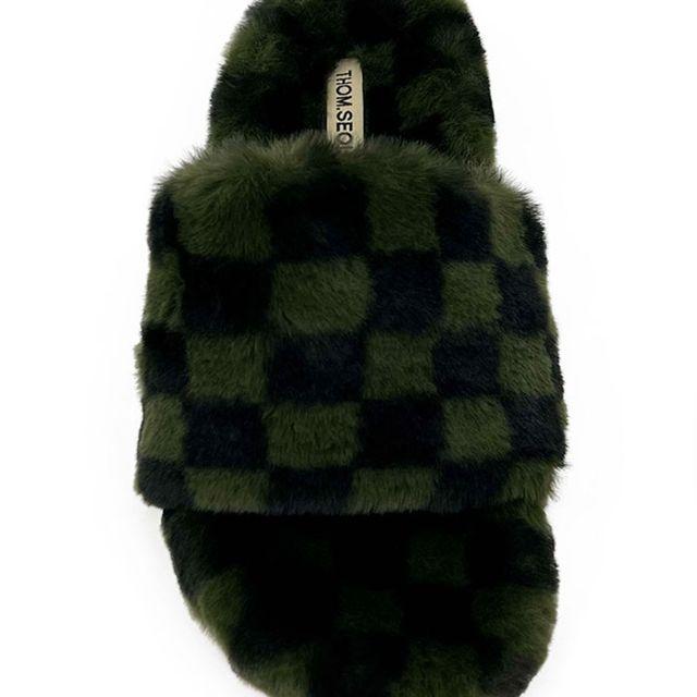 CHECKERBOARD FUR SLIPPER