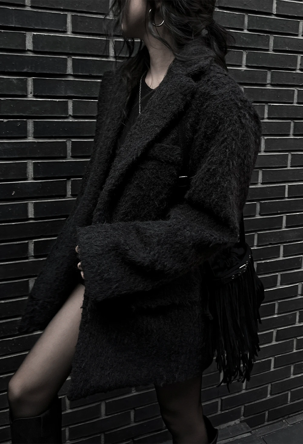 nanny boucle overfit coat