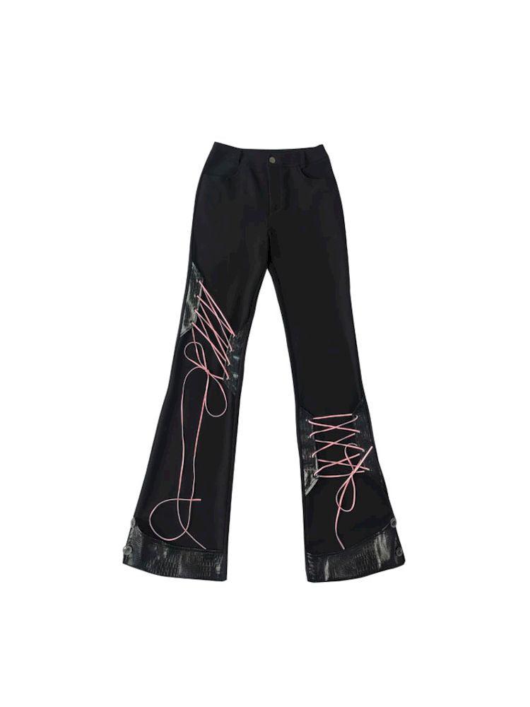 Replacement Tie Draped Silky Flared Trousers [S0000009727]