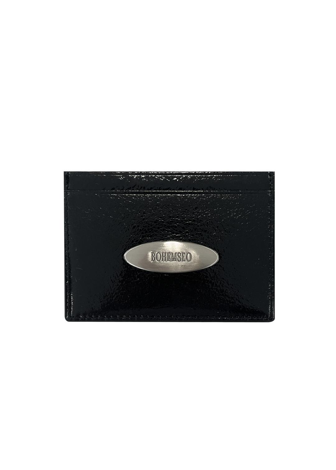 CRINKLE CARD WALLET, BLACK