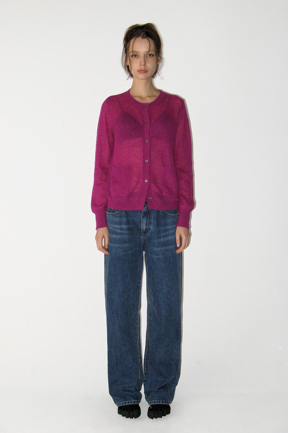 Mohair Sheer Cardigan, MAGENTA
