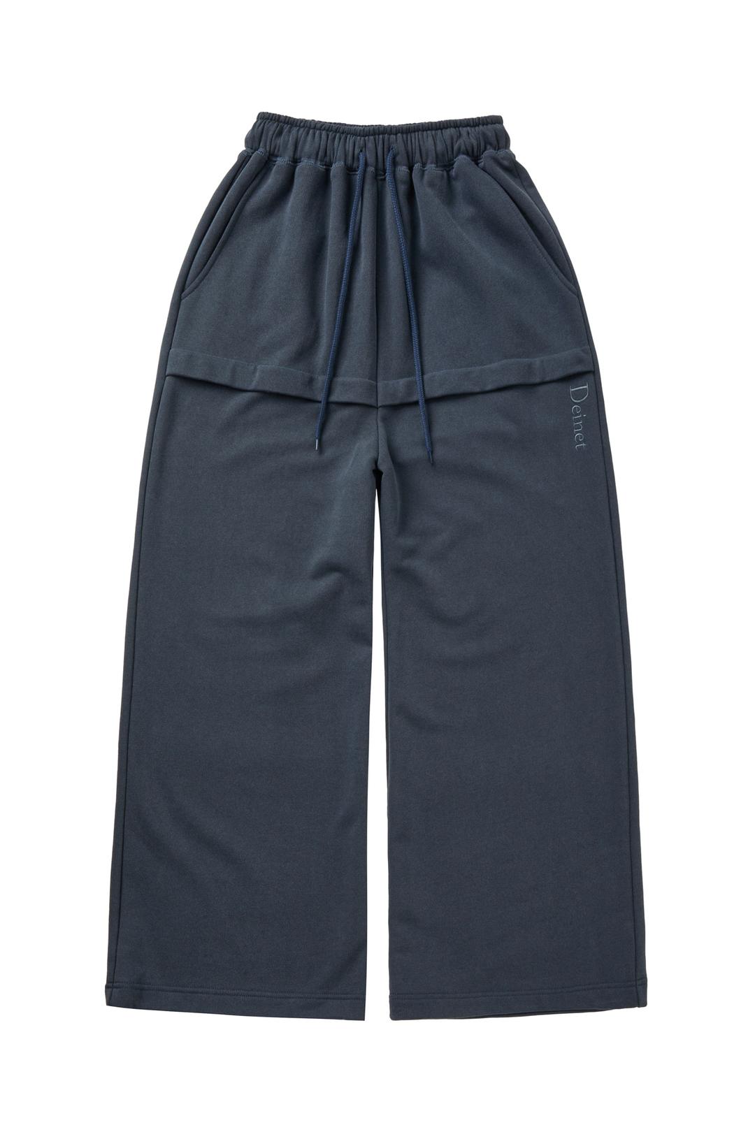 DEINET LAYERED SWEAT PANTS IN NAVY