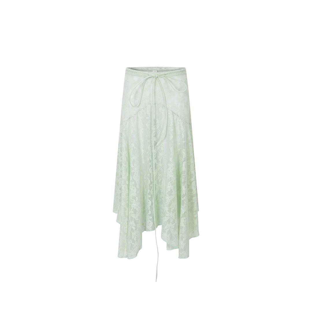 [4월 말 출고] lace long skirt mint butterfly