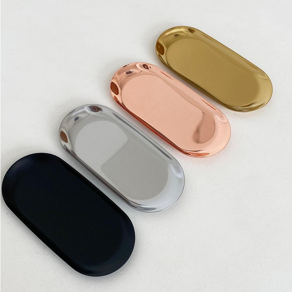 골드 실버 로즈골드 블랙 메탈 트레이 타원 쟁반 인테리어 촬영소품 소형 대형