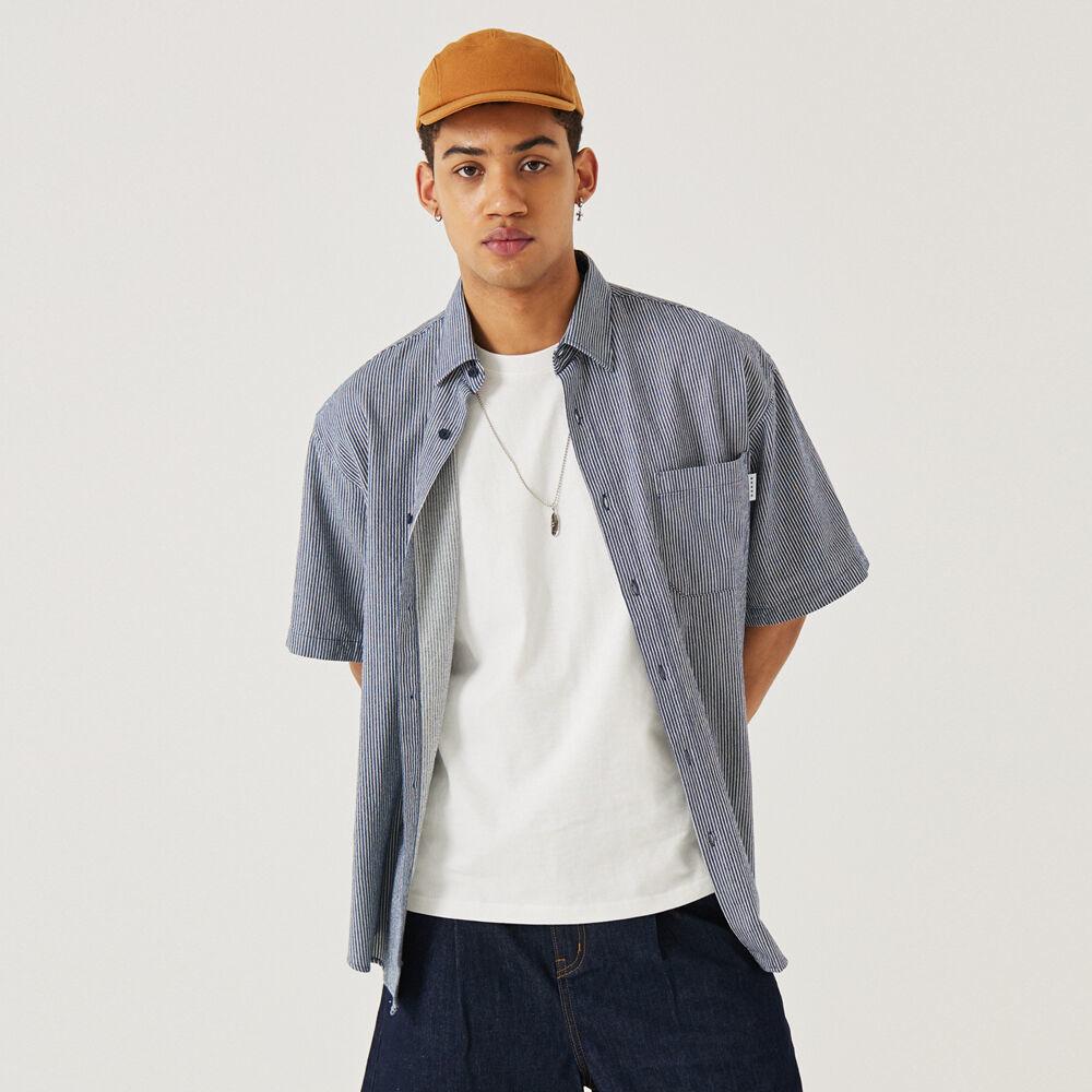 인디고 스트라이프 반팔 셔츠 [2COLOR]