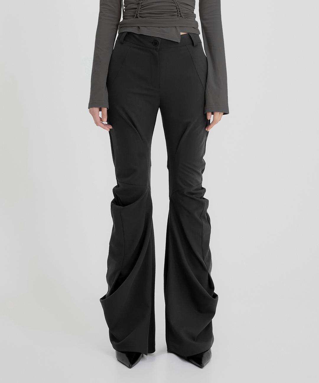 Asymmetrical Drape Pants (FL-245_Black)