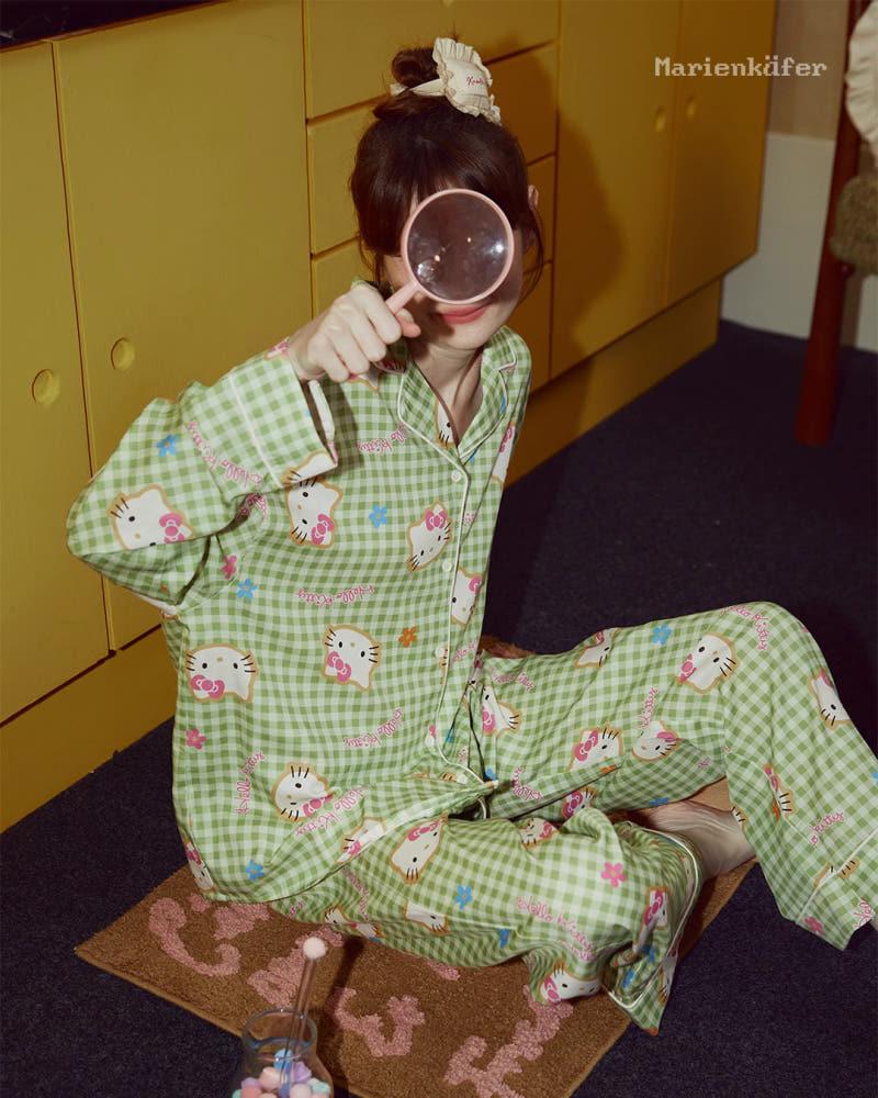 마리엔캐퍼 gukoo 헬로키티 그린깅엄체크 파자마