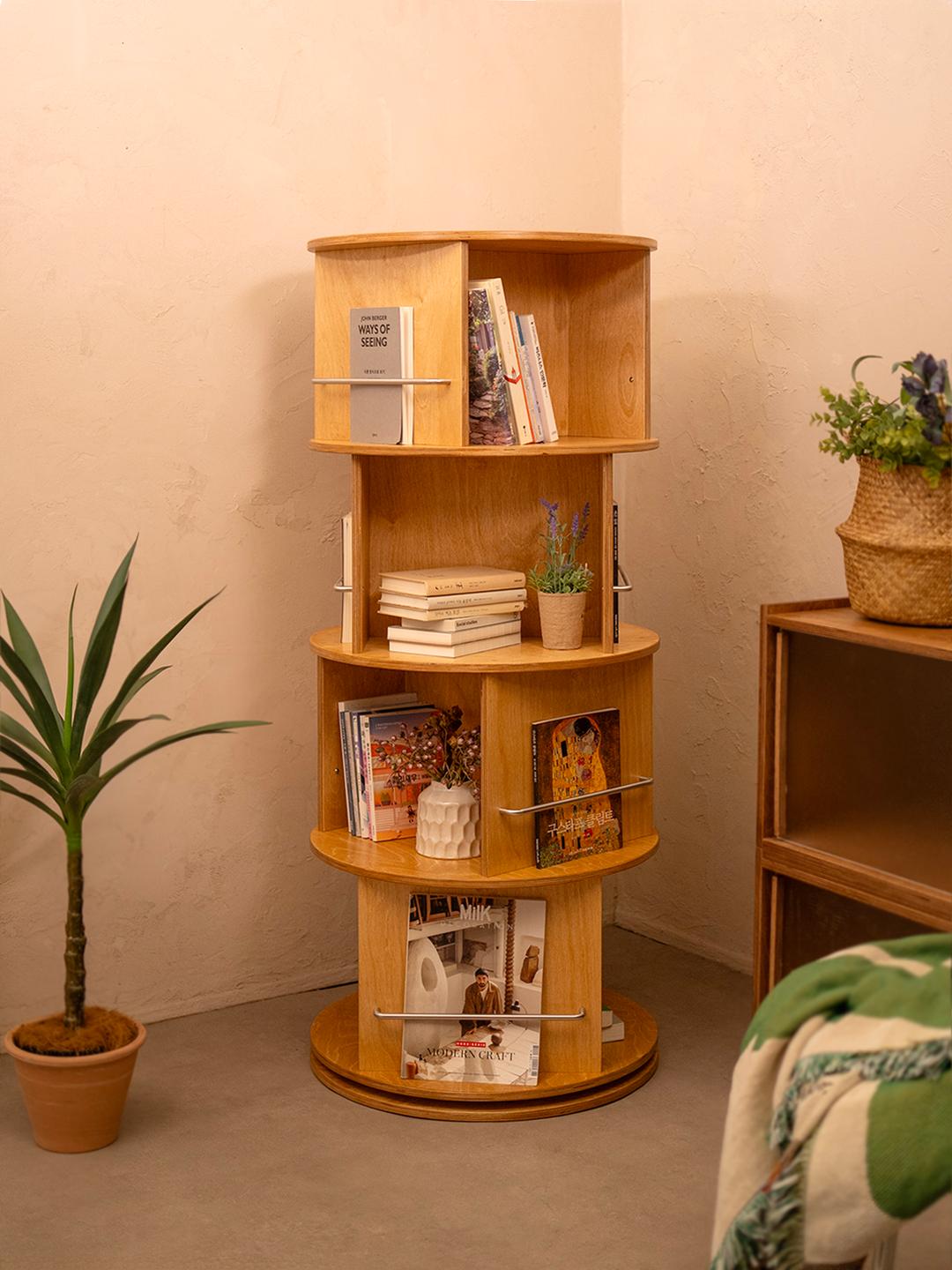 스타일리시 회전책장-카멜 브라운