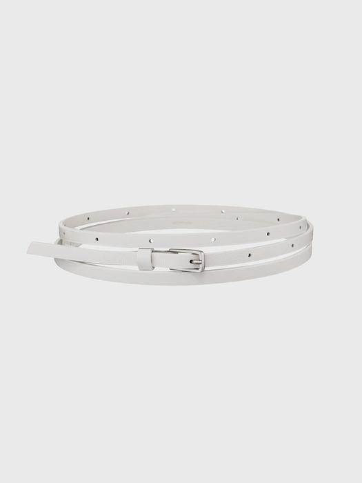 Thin leather belt (white / black)