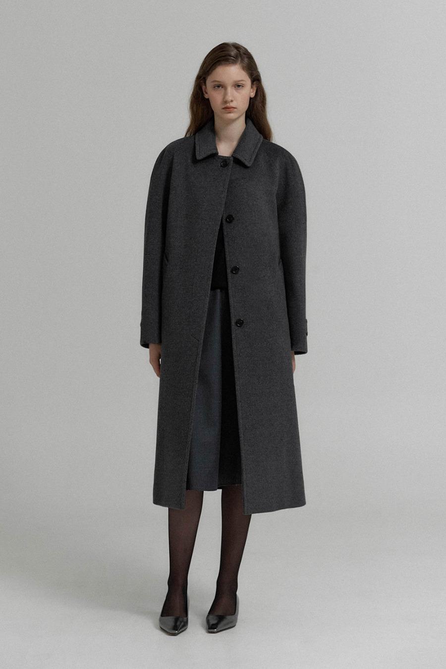 Cashmere balmacaan Coat (Charcoal)