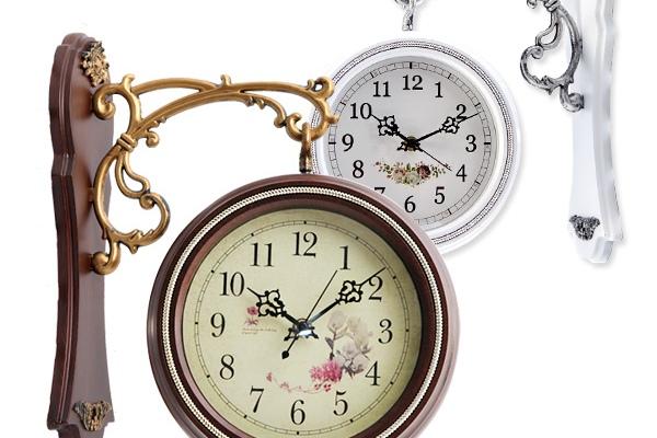 북유럽풍 프레임 양면시계 무소음 인테리어 거실 벽걸이시계