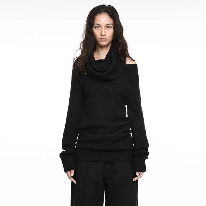 2-WAY SHAWL KNIT BLACK