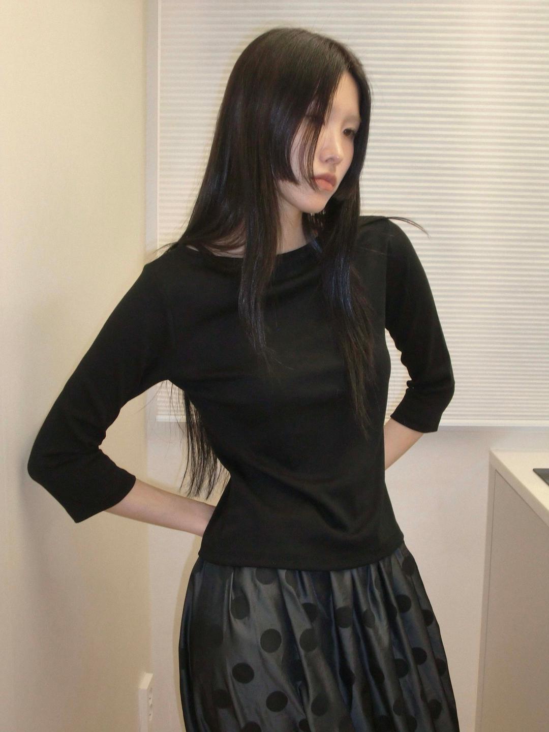 THREE-QUARTER SLEEVE T_BLACK