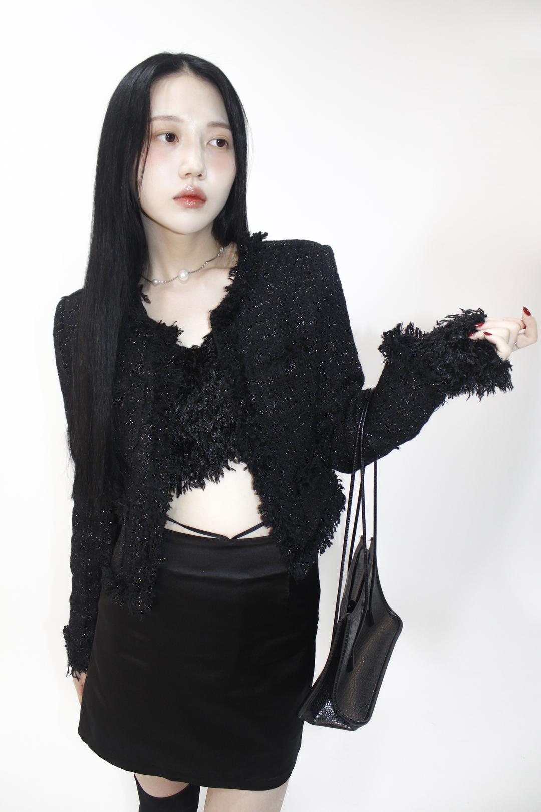 風流 Posh tweed jacket (Black/White)
