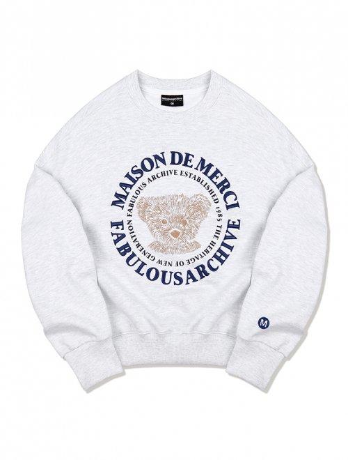 패블러스아카이브(FABULOUS ARCHIVE)  우먼즈 크롭 베어프렌즈 엠보자수 맨투맨 애쉬그레이(FCB3TS355W) - 사이즈 & 후기 | 무신사