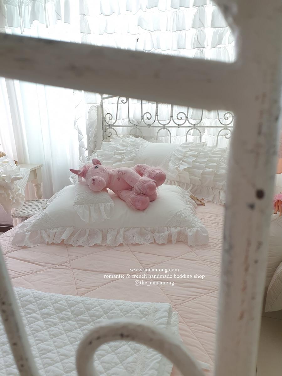 크림 댕댕&냥 방석 + 베개 SET(솜포함)