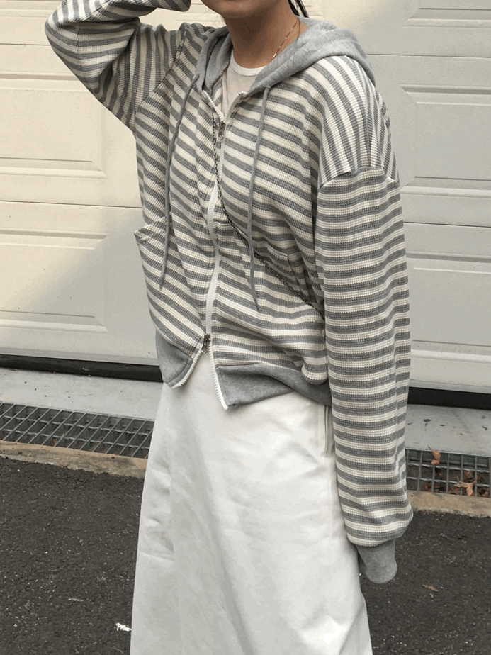 파인드 stripe hood zip-up