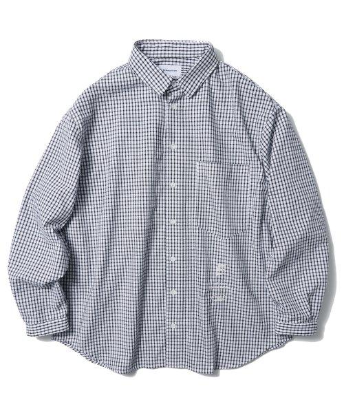 CL115_오버핏 체크 셔츠_화이트